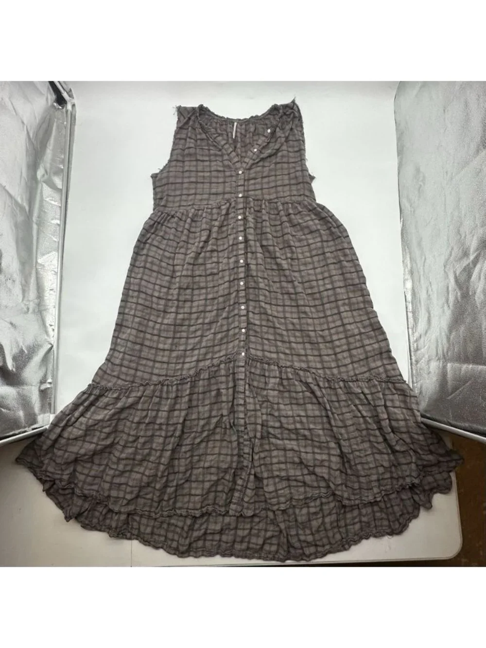 Free People Edie Size Large Oversized Duster Lagenlook Cottagecore Maxi Dress - Picture 8 of 16
